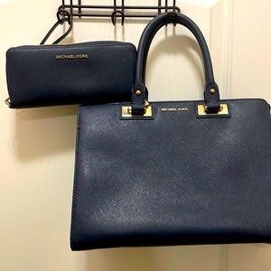 Blue Michael Kors Purse and wallet